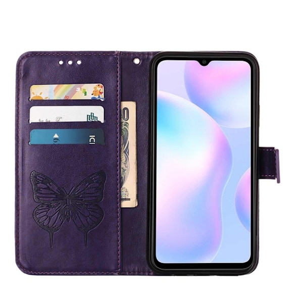 Xiaomi Redmi 9A / 9AT Fodral Butterfly Lila