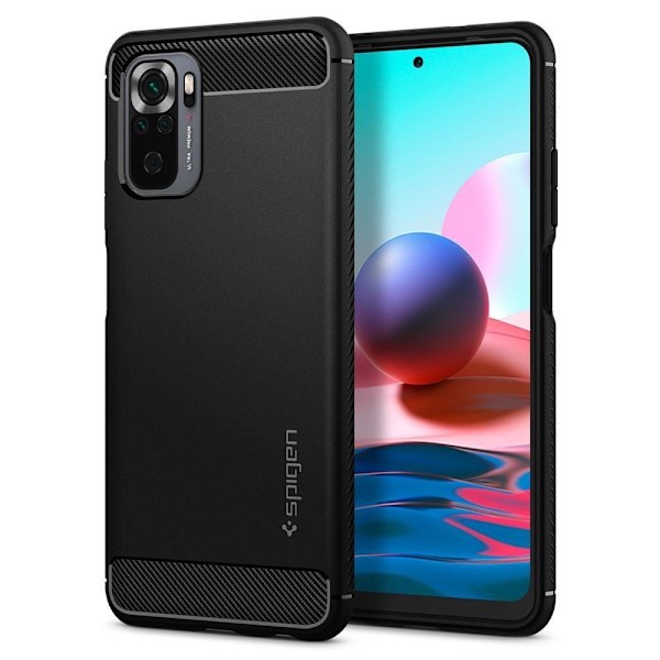 Xiaomi Redmi Note 10S - Spigen Rugged Armor Skal - Matt Svart Matt Svart