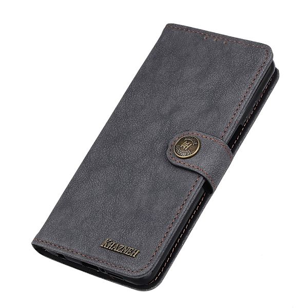 Samsung Galaxy A02s - KHAZNEH Retro Split Läder Fodral - Svart Black Svart