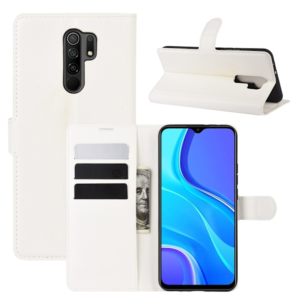 Xiaomi Redmi 9 - Litchi Plånboksfodral - Vit White Vit