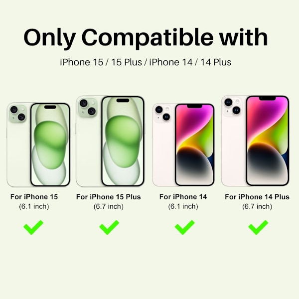 NORTHJO iPhone 15/15 Plus/14/14 Plus Linsskydd 3-PACK Grön