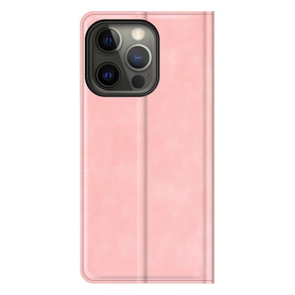 iPhone 13 Pro Max - Solid Läder Flip Fodral - Ljus Rosa