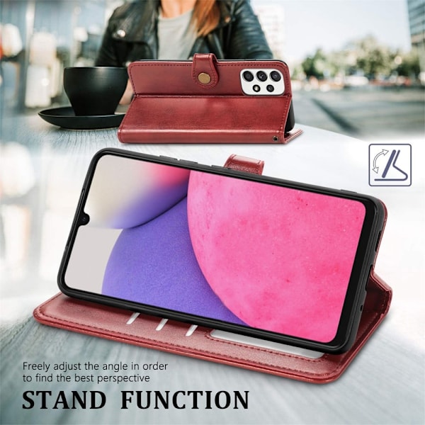 Samsung Galaxy A23 5G Fodral PU Läder Röd