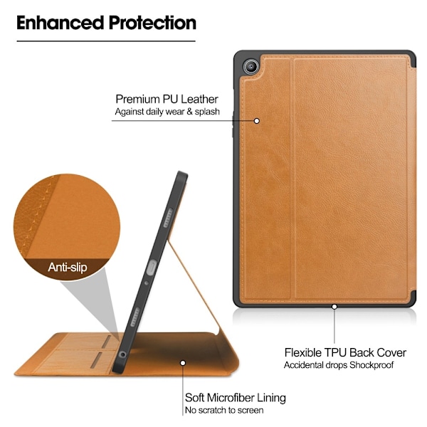 Galaxy Tab S9 FE Fodral Business Läder Pennhållare Brun