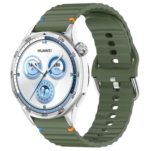 Klockarmband 20 mm Silikon Wave Design Militär Grön