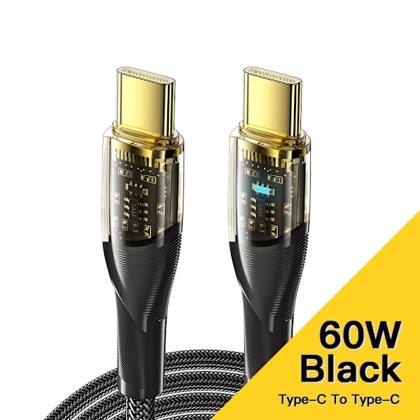 ESSAGER 1m 60W PD USB-C - USB-C Kabel Svart