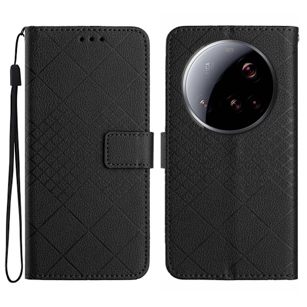 Xiaomi 15 Ultra Fodral Läder Rhombus Svart