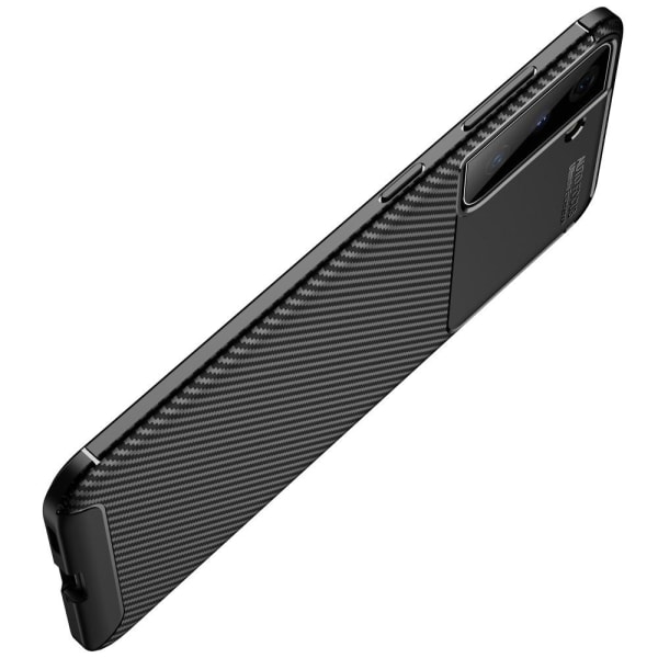 Samsung Galaxy S21 - Kolfiber Textur Skal - Svart Black Svart