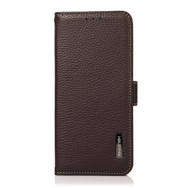 KHAZNEH Samsung Galaxy S22 Plus Fodral Litchi Äkta Läder Brun
