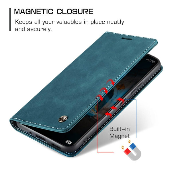 CASEME Xiaomi 14 Fodral Flip Läder Blå