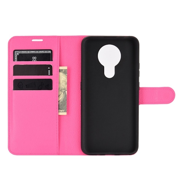 Nokia 3.4 - Litchi Läder Fodral - Rosa Pink Rosa