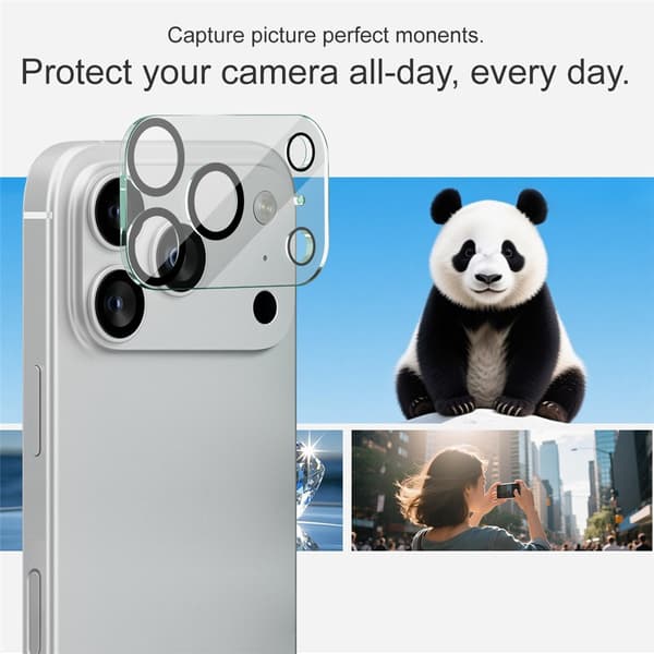 IMAK iPhone 17 Pro Max Linsskydd Black Rings Härdat Glas
