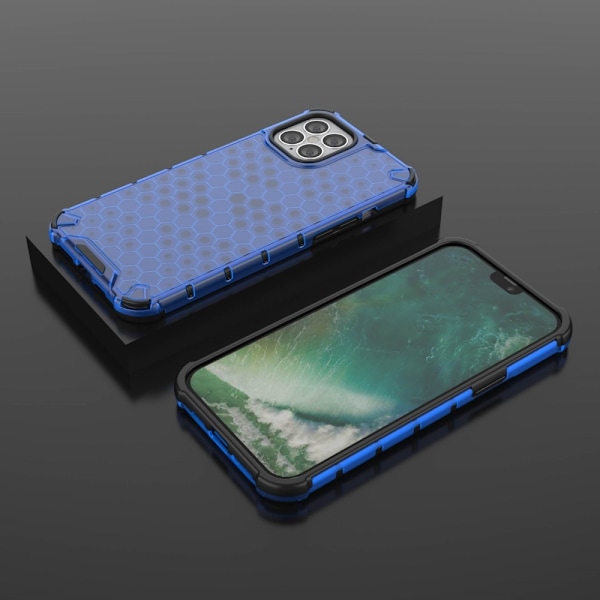 iPhone 12 Pro Max - Armor Honeycomb Textur - Blå Blue Blå