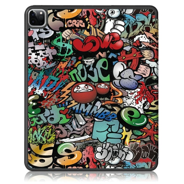 iPad Pro 12.9 (2020/2021) - Tri-Fold Fodral Med Pennhållare - Gr Grafitti