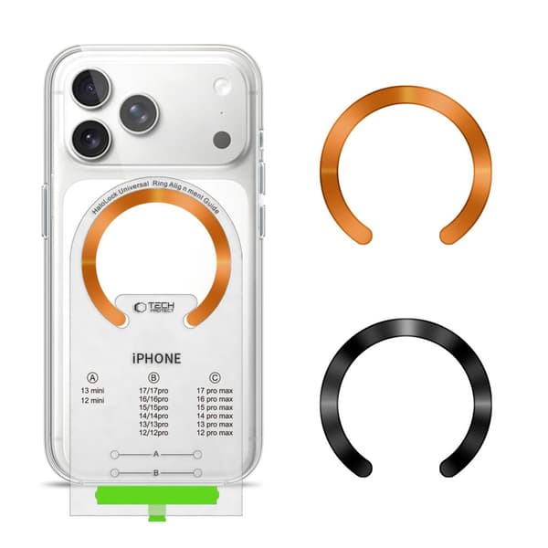 Tech-Protect 2-PACK Magnetisk MagSafe Ring Svart/Cosmic Orange