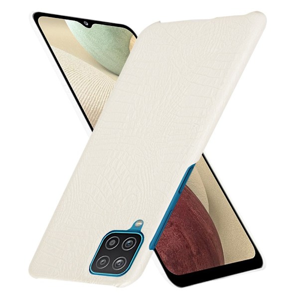 Samsung Galaxy A12 - Krokodil Textur Läder Skal - Vit White Vit