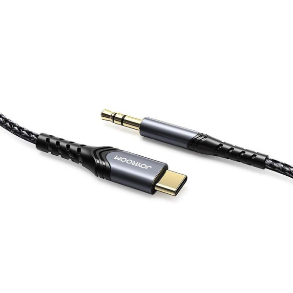 Joyroom 1m USB-C - 3.5 mm AUX Ljudkabel Nylon - Svart Svart
