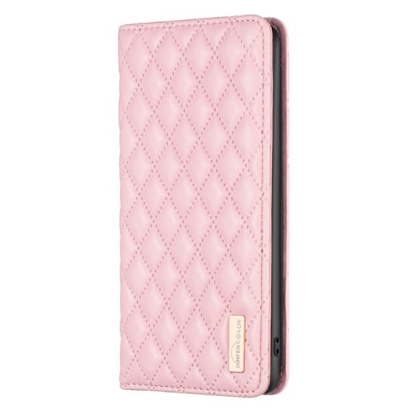 BINFEN Galaxy S24 Fodral Diamond Flip Läder Rosa