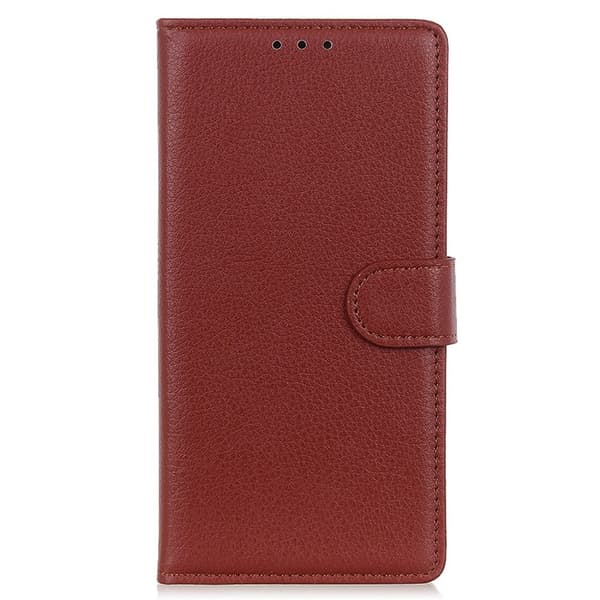 Google Pixel 10/10 Pro/9/9 Pro Fodral Litchi Läder Brun