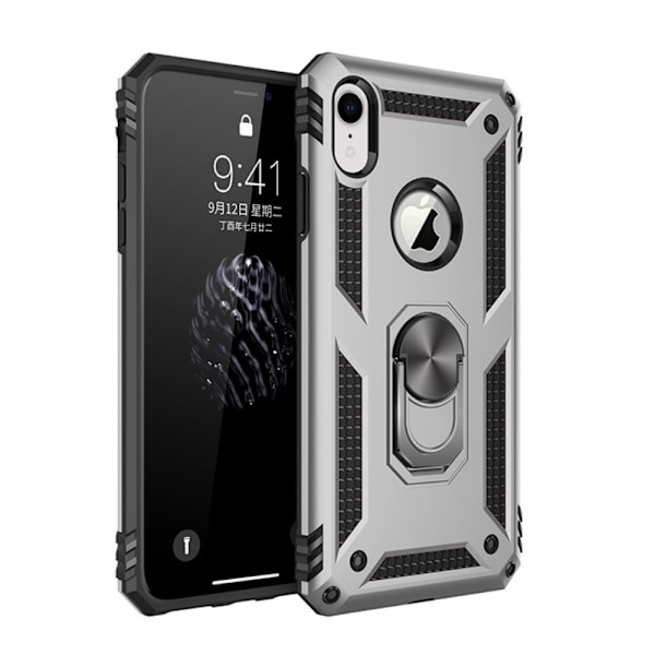 iPhone XR - Hybrid Armor Ring Skal - Silver Silver Silver
