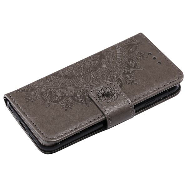 iPhone 6/6S - Mandala Läder Fodral - Grå Grey Grå