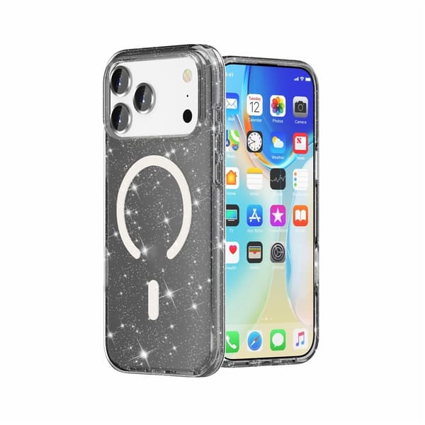 iPhone 17 Pro Max/18 Pro Max Skal MagSafe Glitter Svart