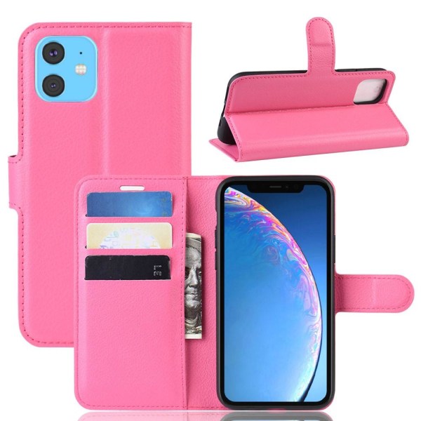 iPhone 11 - Litchi Plånboksfodral - Rosa Pink Rosa