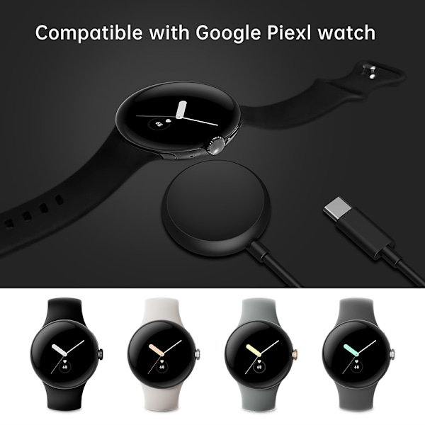 1m Magnetisk USB-C Laddare Google Pixel Watch  Svart