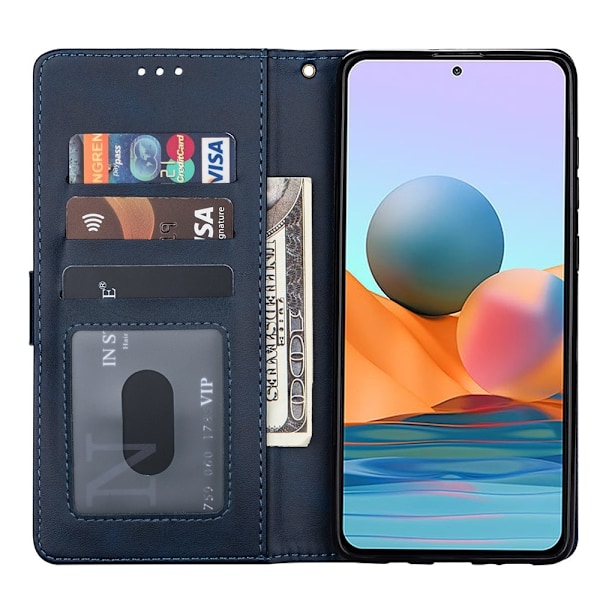 Xiaomi Redmi Note 10 Pro - Multifunktionellt Läder Fodral - Blå Blå