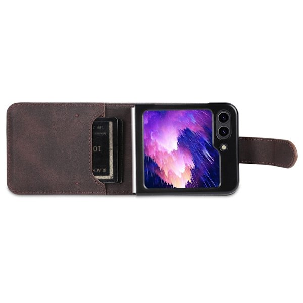 AZNS Galaxy Z Flip 6 Fodral Läder Brun