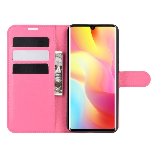 Xiaomi Mi Note 10 Lite - Litchi Plånboksfodral - Rosa Pink Rosa