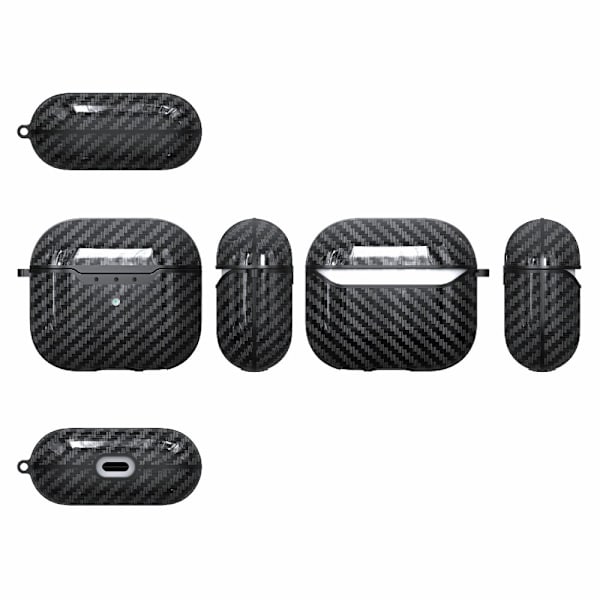 AirPods 3 Skal TPU Kolfiber Textur Karbinhake Svart