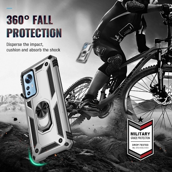 Xiaomi 12 Skal Shockproof Ring Silver