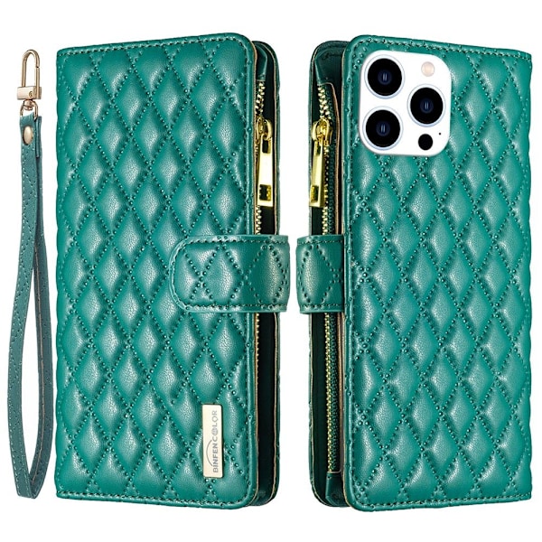 BINFEN iPhone 16 Pro Fodral Diamond Multifunktionell Grön