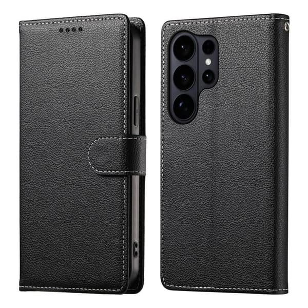 Samsung Galaxy S26 Ultra Plånboksfodral Läder Svart