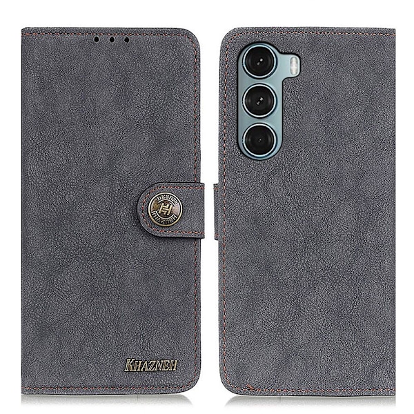KHAZNEH Motorola Moto G200 Fodral Vintage Split Läder Svart
