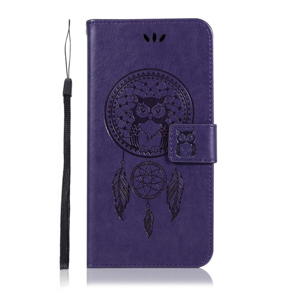 Xiaomi Redmi Note 10 Pro - Owl Dream Catcher Läder Fodral - Lila Lila