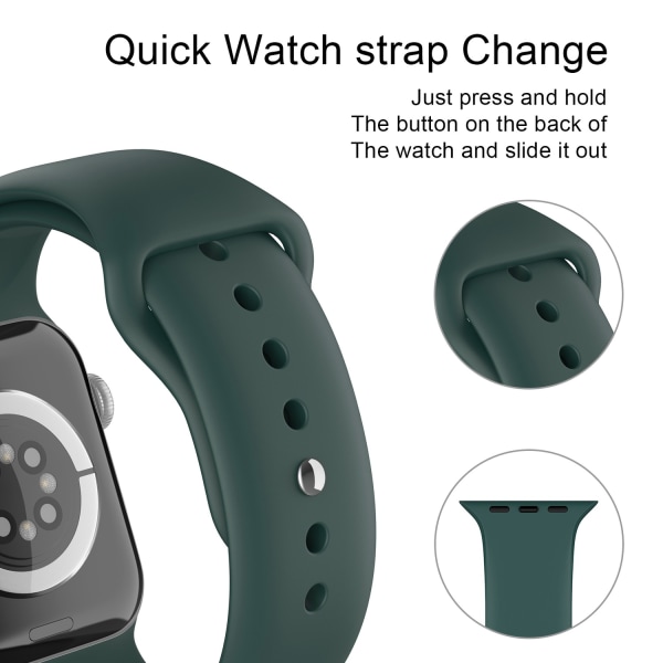 Apple Watch 38/40/41 mm Silikon Armband (S/M) Mörk Grön