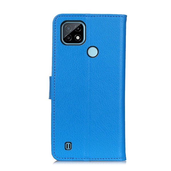 Realme C21 - Litchi Läder Fodral - Blå Blå