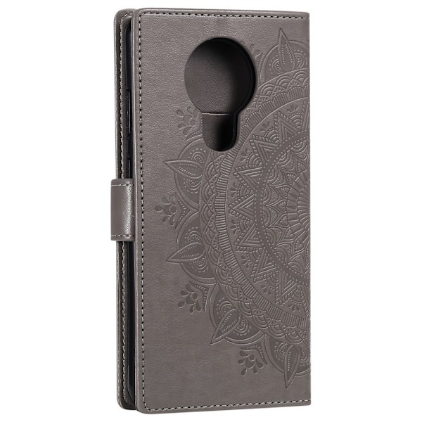 Nokia 3.4 - Mandala Läder Fodral - Grå Grey Grå