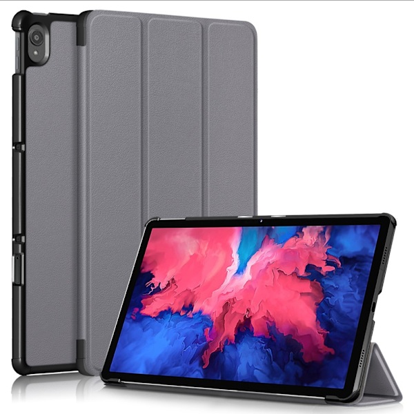 Lenovo Tab P11 / P11 Plus - Tri-Fold Läder Fodral - Grå Grey Grå