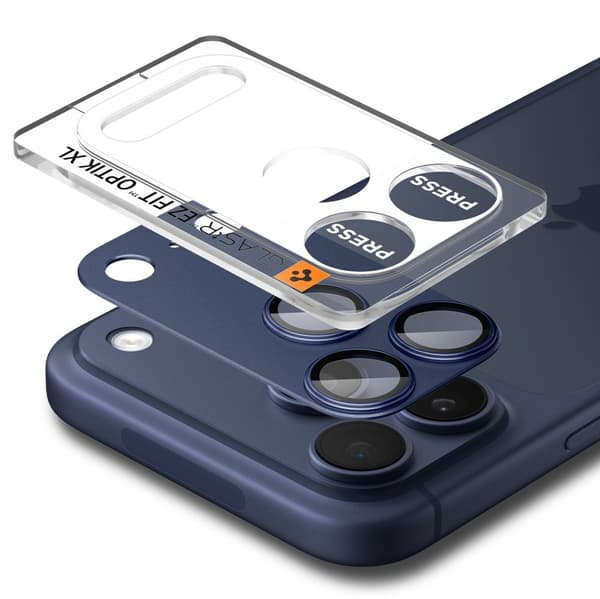 Spigen iPhone 17 Pro Linsskydd Optik Pro GLAS.tR "Ez Fit" Blå
