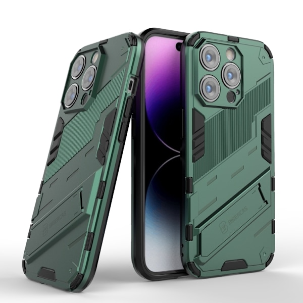 iPhone 14 Pro Skal Hybrid Med Kickstand Grön