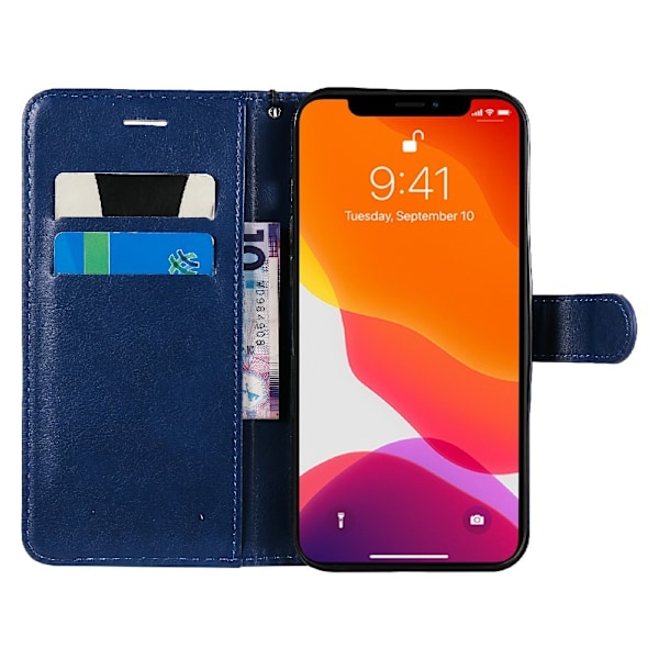 iPhone 13 Pro Max - Klassiskt Solid Läder Fodral - Blå