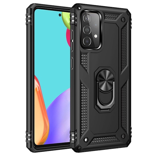 Samsung Galaxy A52 / A52s - Hybrid Armor Ring Skal - Svart Black Svart