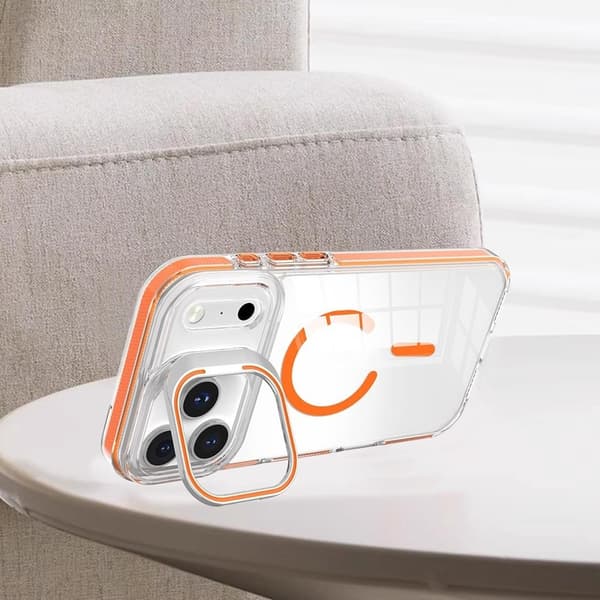 iPhone 17 Pro Max Skal MagSafe Kickstand Transparent / Orange