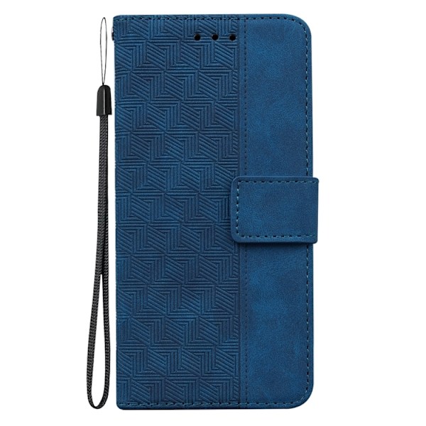iPhone 14 Pro Max Fodral Geometrisk Läder Blå