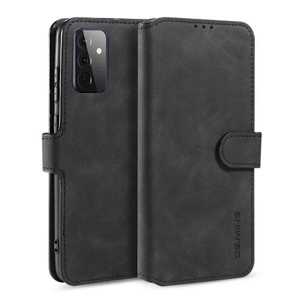 Samsung Galaxy A72 - DG.MING Retro Läder Fodral - Svart Black Svart