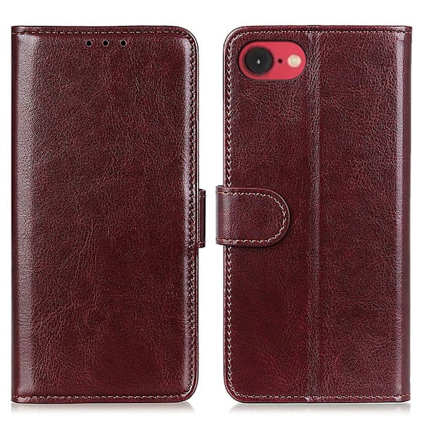 iPhone 16e Fodral Crazy Horse Läder Brun
