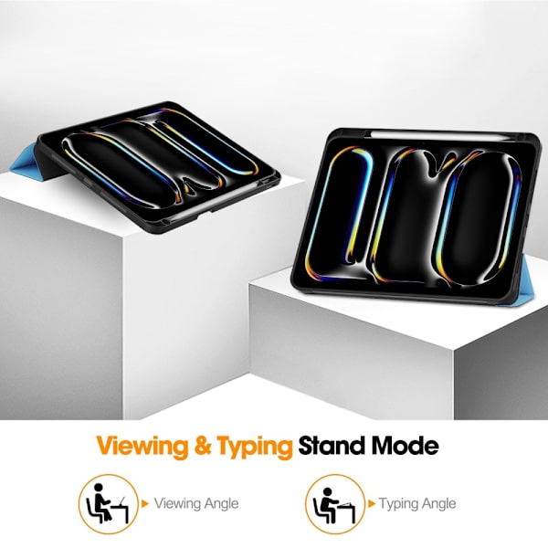 iPad Pro 11 2024 Fodral Tri-Fold Pennhållare Blå